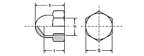 Гайка колпачковая шестигранная высокая DIN 1587
