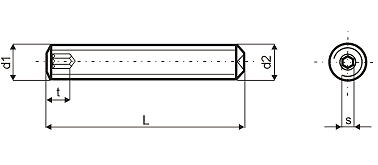 Винт установочный с внутренним шестигранником и засверленным концом DIN 916 ГОСТ 28964